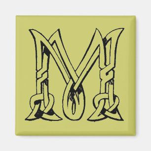 Vintage Celtic Knot Monogram Letter M Magnet