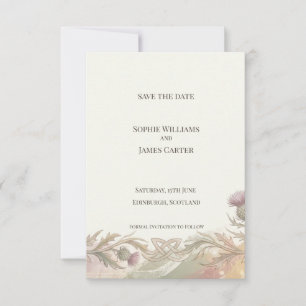 Vintage Celtic Thistle Save The Date Card