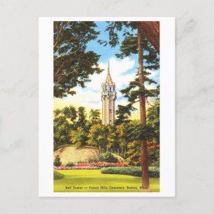 Vintage Cemetery Bell Tower in Boston, Mass., Postcard