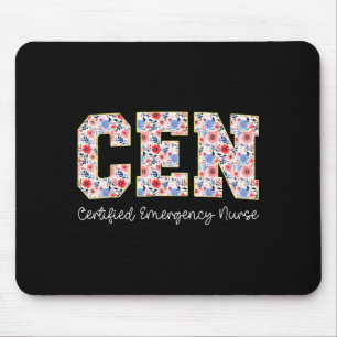 Vintage Cen Certified Emergency Nurse Wildflowers Mouse Mat