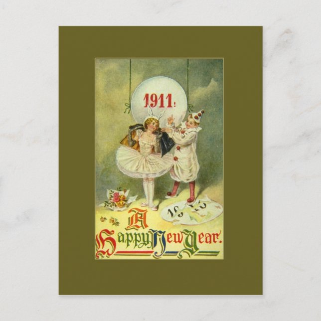 Vintage Century New Year Holiday Postcard (Front)