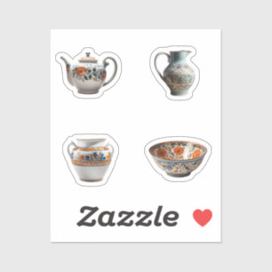Vintage Ceramic Households 4 Pack Stickers