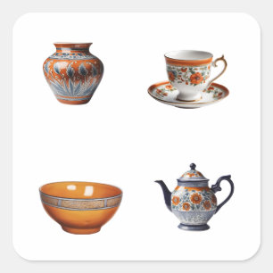 Vintage Ceramic Households 4 Pack Stickers