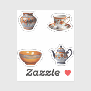 Vintage Ceramic Households 4 Pack Stickers