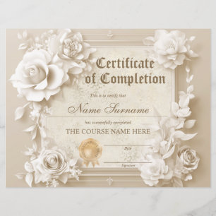 Vintage Certificate of Completion Award Diploma