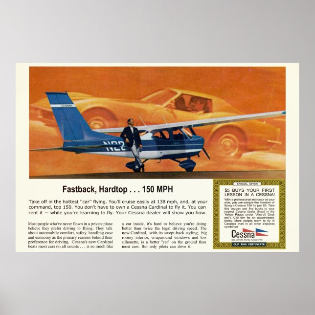 Vintage Cessna Aircraft Poster #2 (Front)