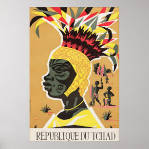 Vintage Chad Travel Poster République Du Tchad