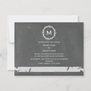 Vintage ChaIk Inspired Monogram Wedding Invitation