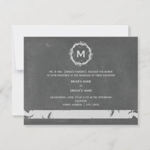 Vintage ChaIk Inspired Monogram Wedding Invitation