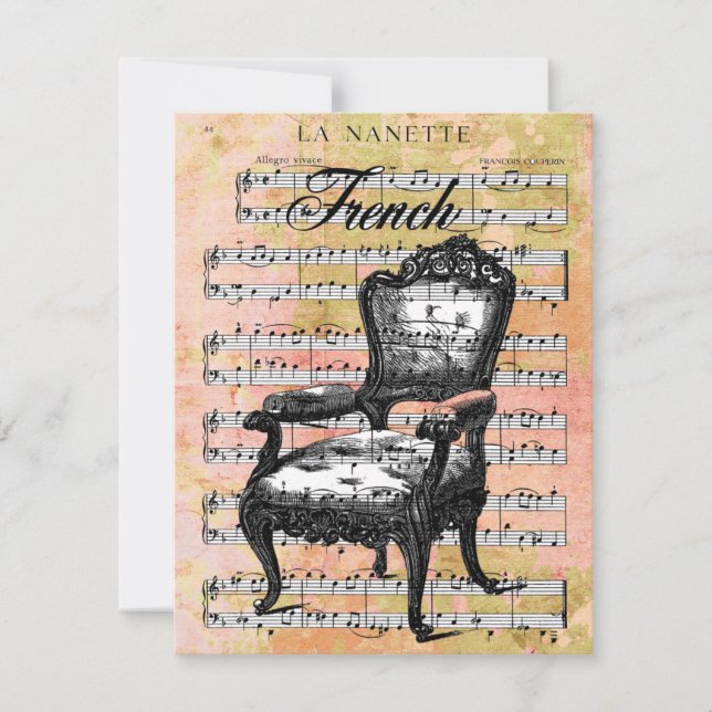 Vintage Chair & Music Invites (Front)