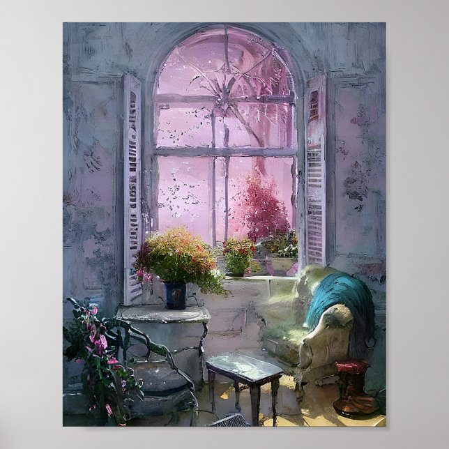 Vintage chair under window poster (Front)