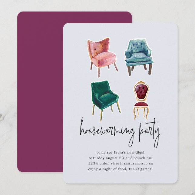 Vintage Chairs | Housewarming Party Invitation (Front/Back)
