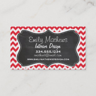 Vintage Chalk Alizarin Crimson Chevron; zig zag Business Card