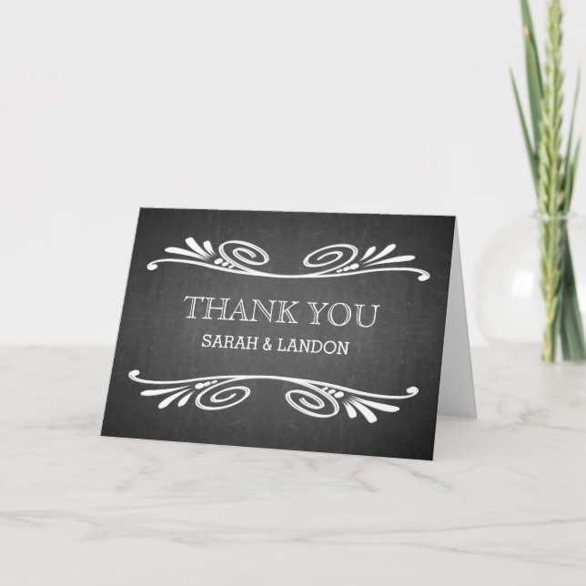 Vintage Chalk board Black board Swirl Thank You (Front)