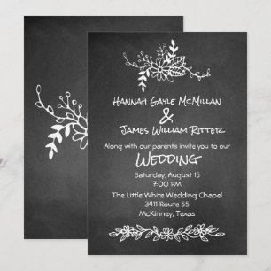 Vintage Chalk Board Look Wedding Invitation