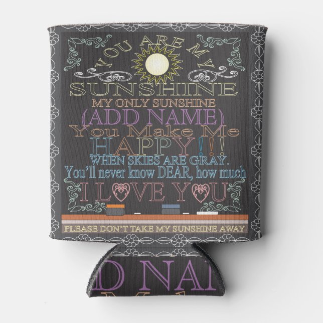 Vintage Chalkboard Add a Name Can Cooler (Front)