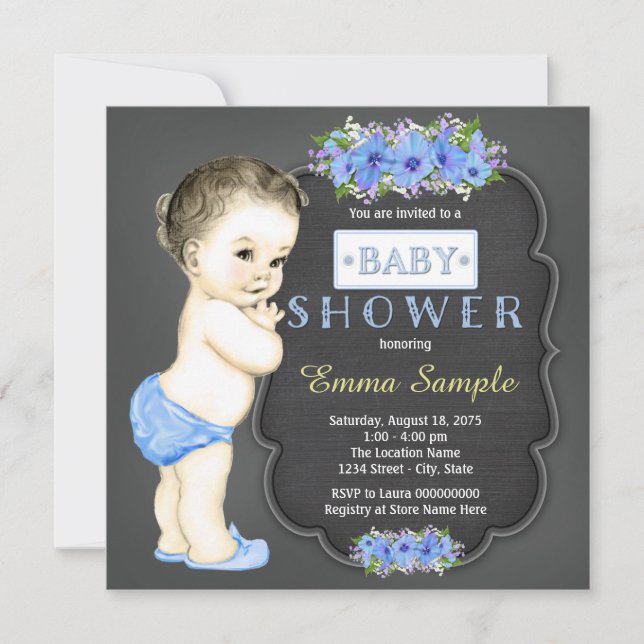 Vintage Chalkboard Baby Shower Invitation (Front)