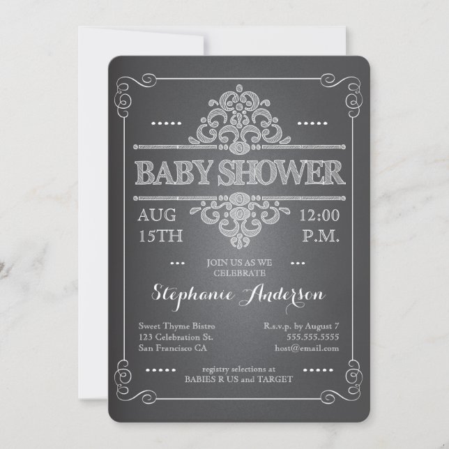 Vintage Chalkboard Baby Shower Neutral Invitation (Front)