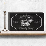 Vintage Chalkboard Bathroom Please Seat Yourself Wooden Box Sign<br><div class="desc">Whether you want to add a touch of humour to your own bathroom or make your guests smile, this personalised black and white chalkboard style wood sign with its vintage pointing finger and playful message will do the trick. It's an ideal choice for those who appreciate a little wit and...</div>