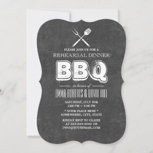 Vintage Chalkboard BBQ Rehearsal Dinner Invitation