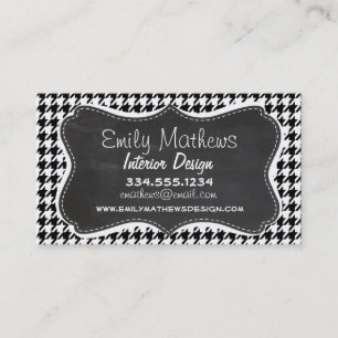Vintage Chalkboard Black Houndstooth Business Card