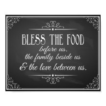 Vintage Chalkboard Bless this food wedding print