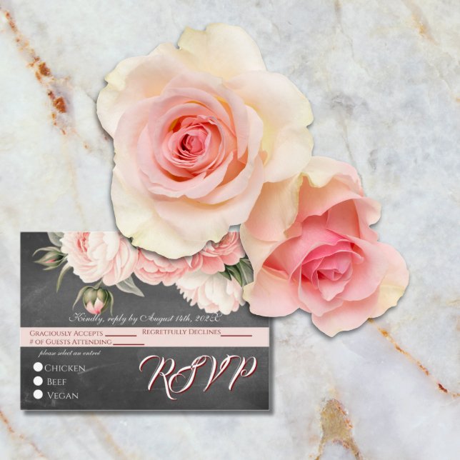 Vintage Chalkboard Boho Floral wedding  Enclosure Card (Creator Uploaded)