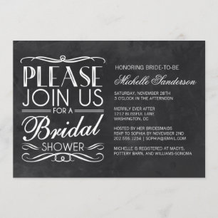Vintage Chalkboard Bridal Shower Invitation