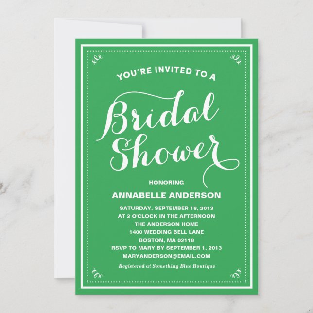 Vintage Chalkboard Bridal Shower Invitation (Front)
