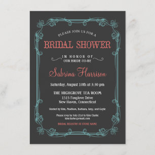Vintage Chalkboard Bridal Shower Invitations