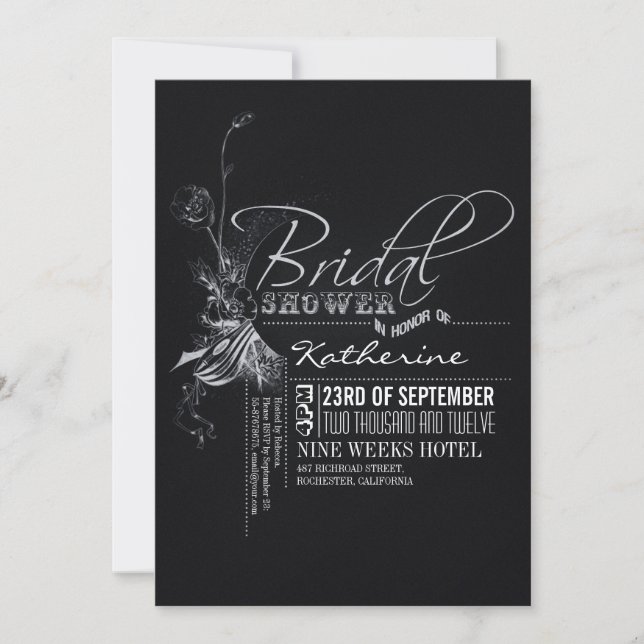 Vintage Chalkboard Bridal Shower Invites (Front)