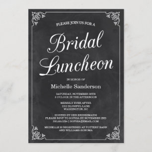 Vintage Chalkboard Bridal Shower Luncheon Invitation