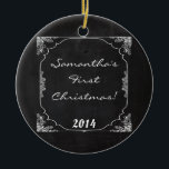 Vintage Chalkboard Chal Personalised Name Ornament<br><div class="desc">Personalise your custom Ornament with your name and the year! Perfect Christmas gift for any family member or friend!</div>