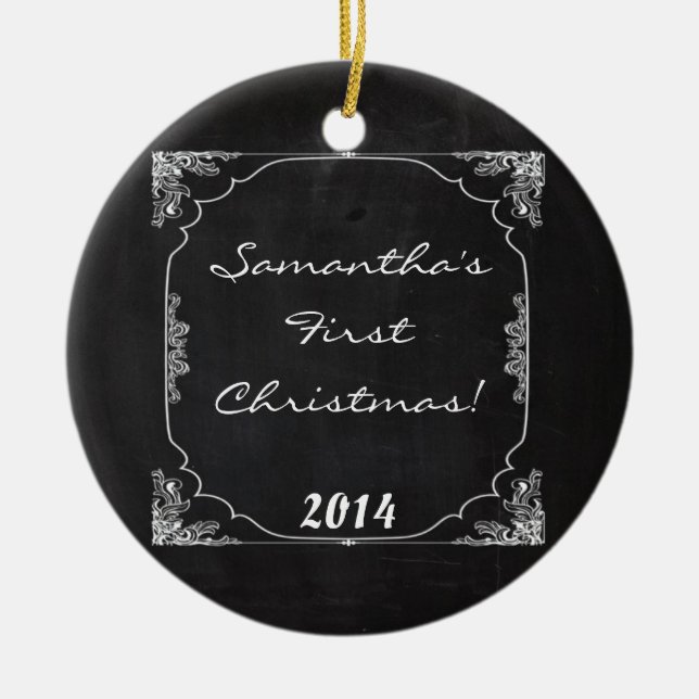 Vintage Chalkboard Chal Personalised Name Ornament (Front)