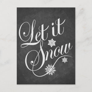Vintage chalkboard Christmas card Let It Snow
