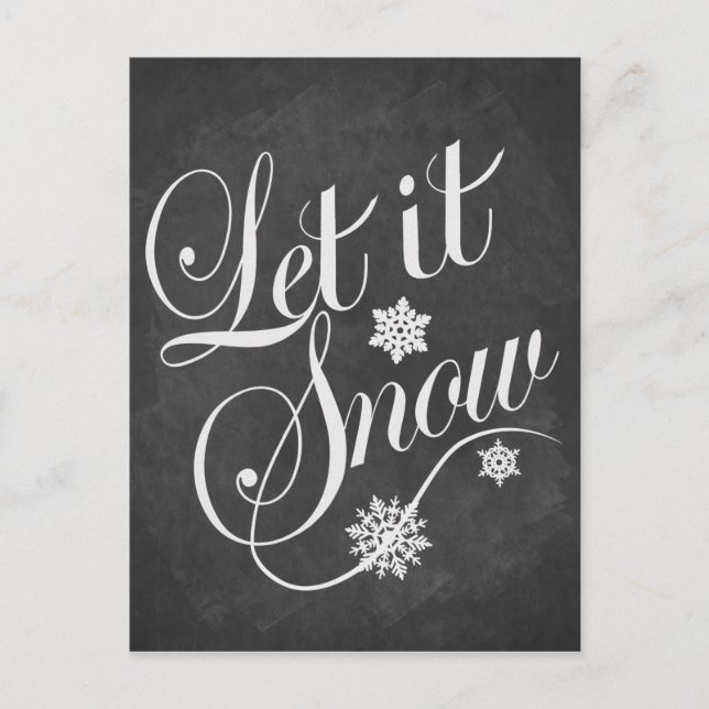 Vintage chalkboard Christmas card Let It Snow (Front)