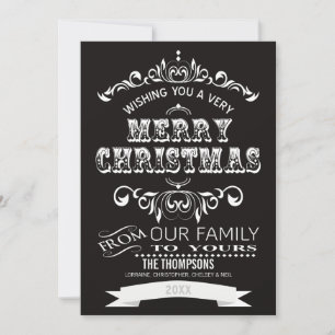 Vintage Chalkboard Christmas Greeting Card-midnite Holiday Card