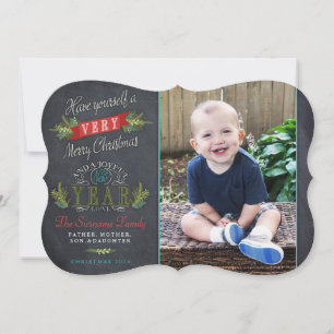 Vintage Chalkboard Christmas Photo Card