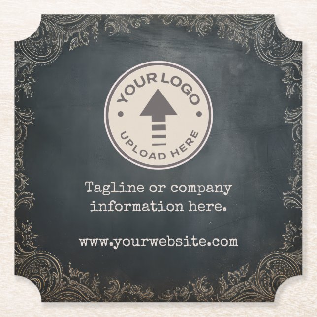 Vintage Chalkboard Company Business Logo  Paper Coaster (Front)