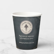 Vintage Chalkboard Company Logo Paper Coffee Cups