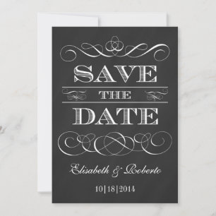 Vintage Chalkboard Elegant Old Style Save the Date