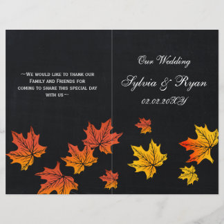 Vintage Chalkboard fall wedding programs folded