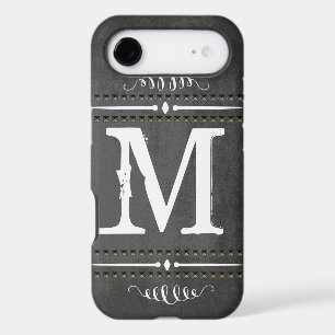 Vintage Chalkboard Faux NailHead Monogram