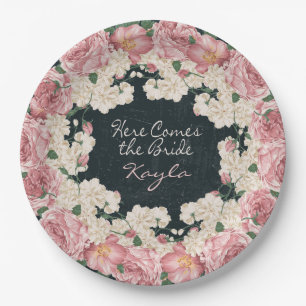 Vintage, Chalkboard, Floral Bridal Shower Plates