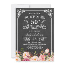 Vintage Chalkboard Floral Surprise Birthday Party