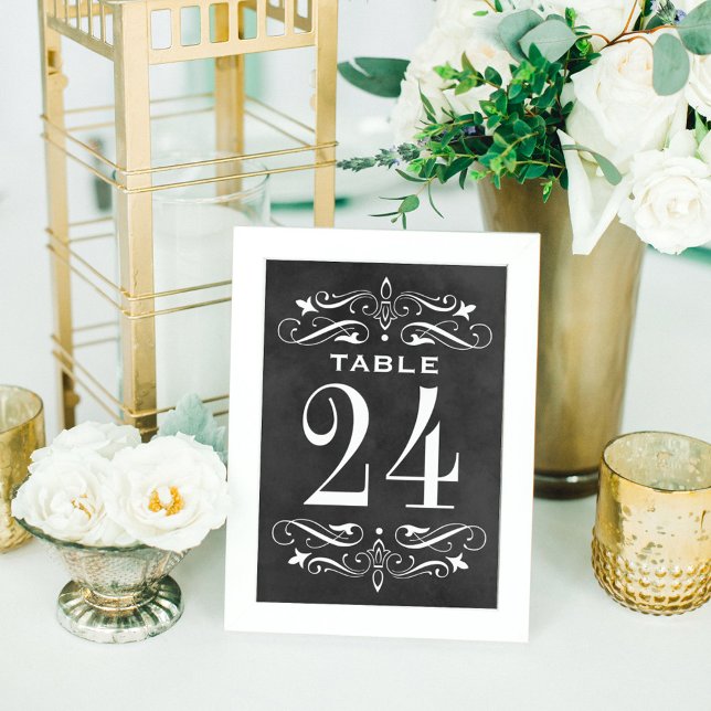 Vintage Chalkboard Flourish Wedding Table Number (Creator Uploaded)