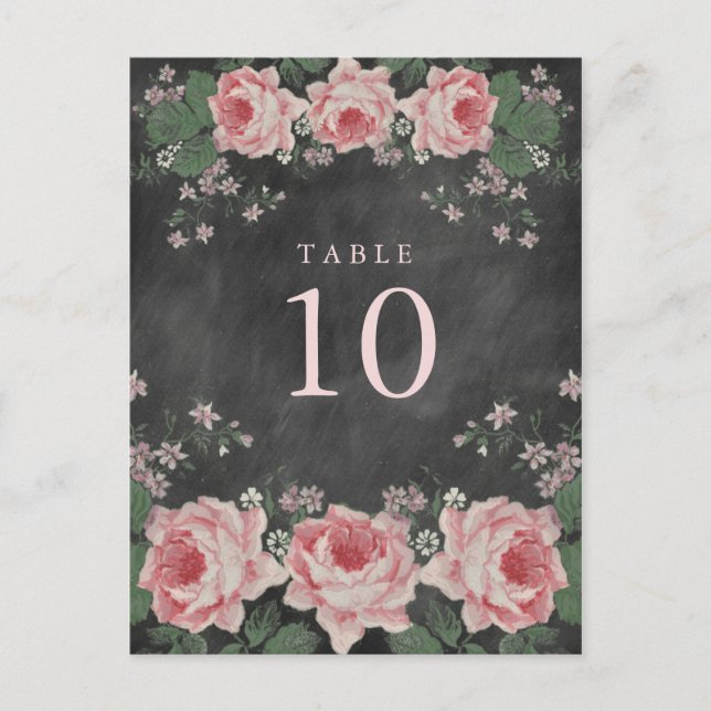 VINTAGE CHALKBOARD FLOWER TABLE NUMBER POST CARDS (Front)