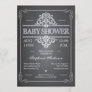 Vintage Chalkboard Girl Baby Shower Invitation