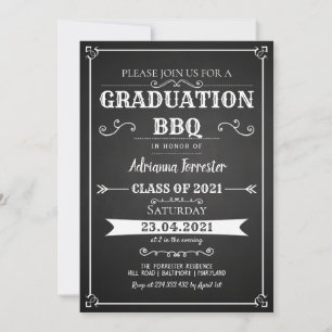 Vintage Chalkboard Graduation BBQ Invitation