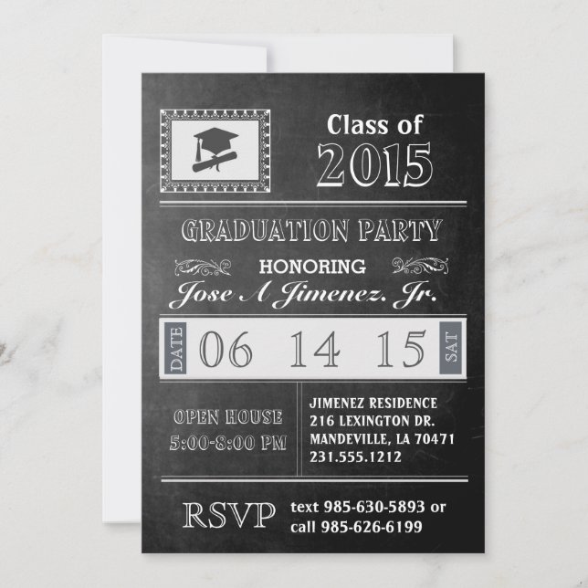 Vintage Chalkboard Graduation Party Invitation (Front)